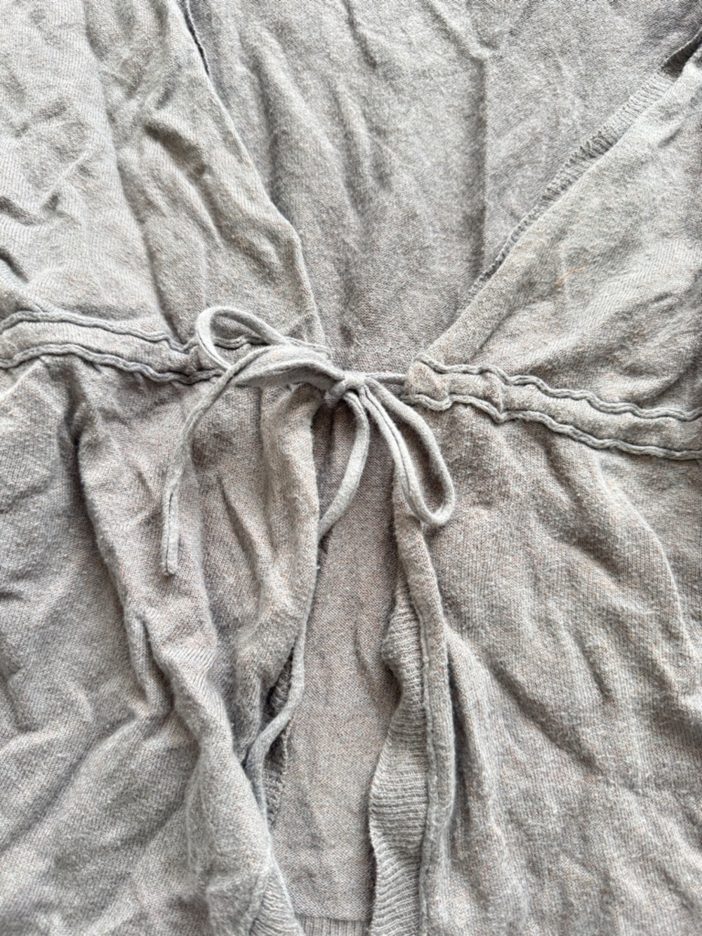 Lux Short Sleeve Tie-Waist Cardigan - Gray Size S - Picture 2 of 5